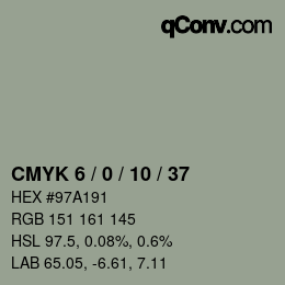 颜色代码: CMYK 6 / 0 / 10 / 37 | qconv.com
