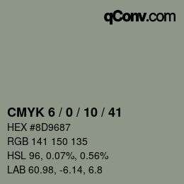 カラーコード: CMYK 6 / 0 / 10 / 41 | qconv.com