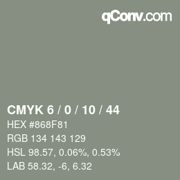 Color code: CMYK 6 / 0 / 10 / 44 | qconv.com