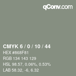 Color code: CMYK 6 / 0 / 10 / 44 | qconv.com