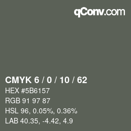 Color code: CMYK 6 / 0 / 10 / 62 | qconv.com