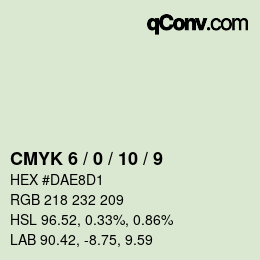 カラーコード: CMYK 6 / 0 / 10 / 9 | qconv.com