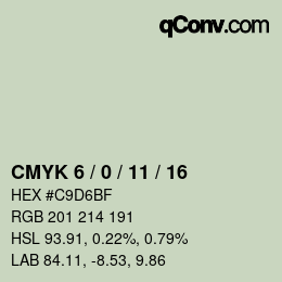 Farbcode: CMYK 6 / 0 / 11 / 16 | qconv.com