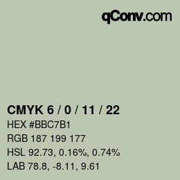 颜色代码: CMYK 6 / 0 / 11 / 22 | qconv.com