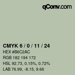 颜色代码: CMYK 6 / 0 / 11 / 24 | qconv.com