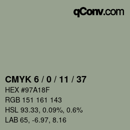 颜色代码: CMYK 6 / 0 / 11 / 37 | qconv.com