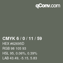 Color code: CMYK 6 / 0 / 11 / 59 | qconv.com