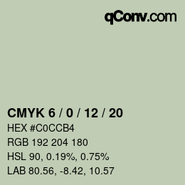 カラーコード: CMYK 6 / 0 / 12 / 20 | qconv.com