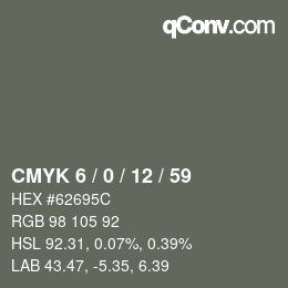 カラーコード: CMYK 6 / 0 / 12 / 59 | qconv.com