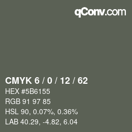 カラーコード: CMYK 6 / 0 / 12 / 62 | qconv.com