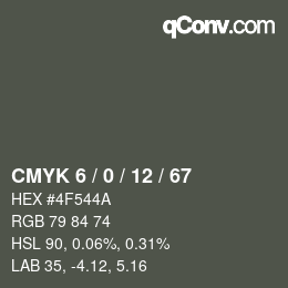 Color code: CMYK 6 / 0 / 12 / 67 | qconv.com