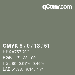 Color code: CMYK 6 / 0 / 13 / 51 | qconv.com