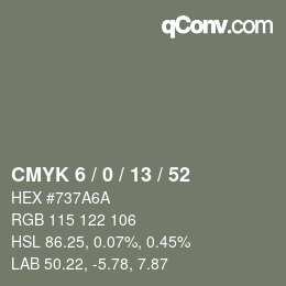 Color code: CMYK 6 / 0 / 13 / 52 | qconv.com