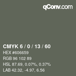 カラーコード: CMYK 6 / 0 / 13 / 60 | qconv.com