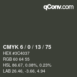 カラーコード: CMYK 6 / 0 / 13 / 75 | qconv.com