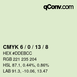 カラーコード: CMYK 6 / 0 / 13 / 8 | qconv.com