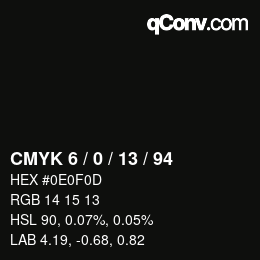 Color code: CMYK 6 / 0 / 13 / 94 | qconv.com