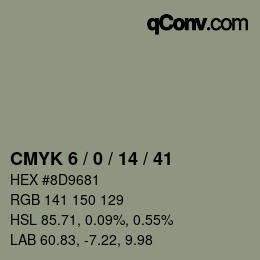 カラーコード: CMYK 6 / 0 / 14 / 41 | qconv.com