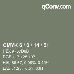 カラーコード: CMYK 6 / 0 / 14 / 51 | qconv.com
