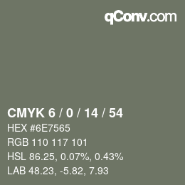 Color code: CMYK 6 / 0 / 14 / 54 | qconv.com
