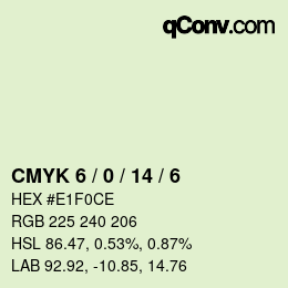 颜色代码: CMYK 6 / 0 / 14 / 6 | qconv.com