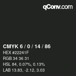 Color code: CMYK 6 / 0 / 14 / 86 | qconv.com