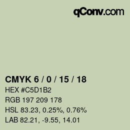 Code couleur: CMYK 6 / 0 / 15 / 18 | qconv.com