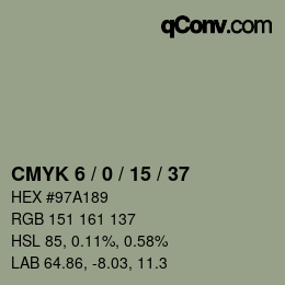 カラーコード: CMYK 6 / 0 / 15 / 37 | qconv.com