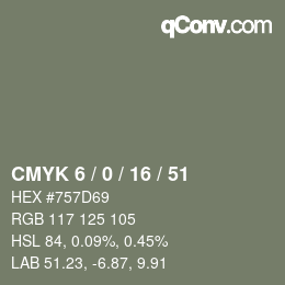 颜色代码: CMYK 6 / 0 / 16 / 51 | qconv.com