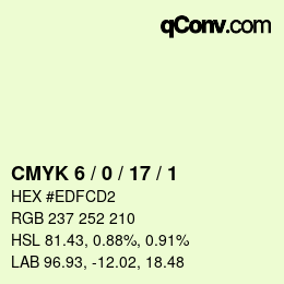 カラーコード: CMYK 6 / 0 / 17 / 1 | qconv.com