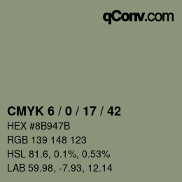 カラーコード: CMYK 6 / 0 / 17 / 42 | qconv.com