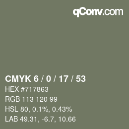 Color code: CMYK 6 / 0 / 17 / 53 | qconv.com