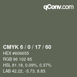 颜色代码: CMYK 6 / 0 / 17 / 60 | qconv.com