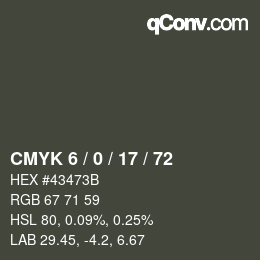 Color code: CMYK 6 / 0 / 17 / 72 | qconv.com