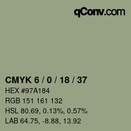 カラーコード: CMYK 6 / 0 / 18 / 37 | qconv.com