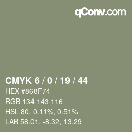 颜色代码: CMYK 6 / 0 / 19 / 44 | qconv.com