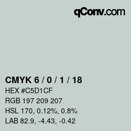 カラーコード: CMYK 6 / 0 / 1 / 18 | qconv.com