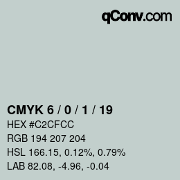 颜色代码: CMYK 6 / 0 / 1 / 19 | qconv.com