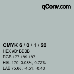 Color code: CMYK 6 / 0 / 1 / 26 | qconv.com