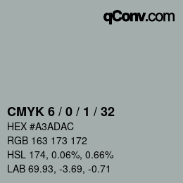 カラーコード: CMYK 6 / 0 / 1 / 32 | qconv.com