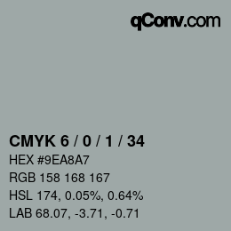 カラーコード: CMYK 6 / 0 / 1 / 34 | qconv.com