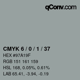 カラーコード: CMYK 6 / 0 / 1 / 37 | qconv.com