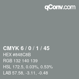 Color code: CMYK 6 / 0 / 1 / 45 | qconv.com