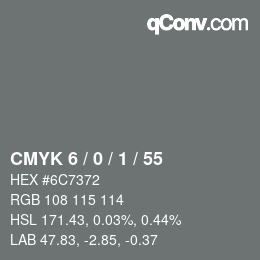 颜色代码: CMYK 6 / 0 / 1 / 55 | qconv.com