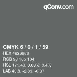 Color code: CMYK 6 / 0 / 1 / 59 | qconv.com