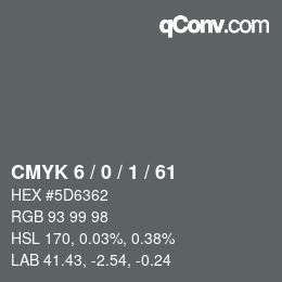 Farbcode: CMYK 6 / 0 / 1 / 61 | qconv.com