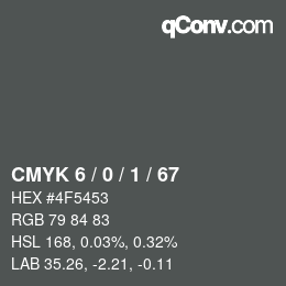 Color code: CMYK 6 / 0 / 1 / 67 | qconv.com