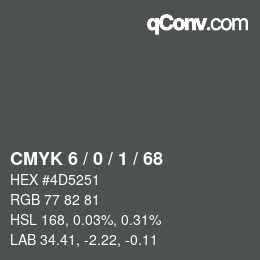 Color code: CMYK 6 / 0 / 1 / 68 | qconv.com