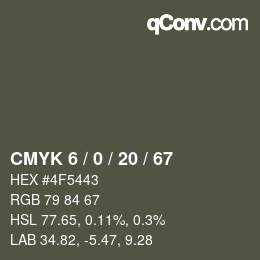 颜色代码: CMYK 6 / 0 / 20 / 67 | qconv.com