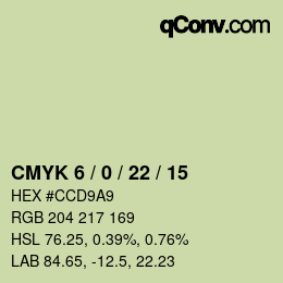 Farbcode: CMYK 6 / 0 / 22 / 15 | qconv.com